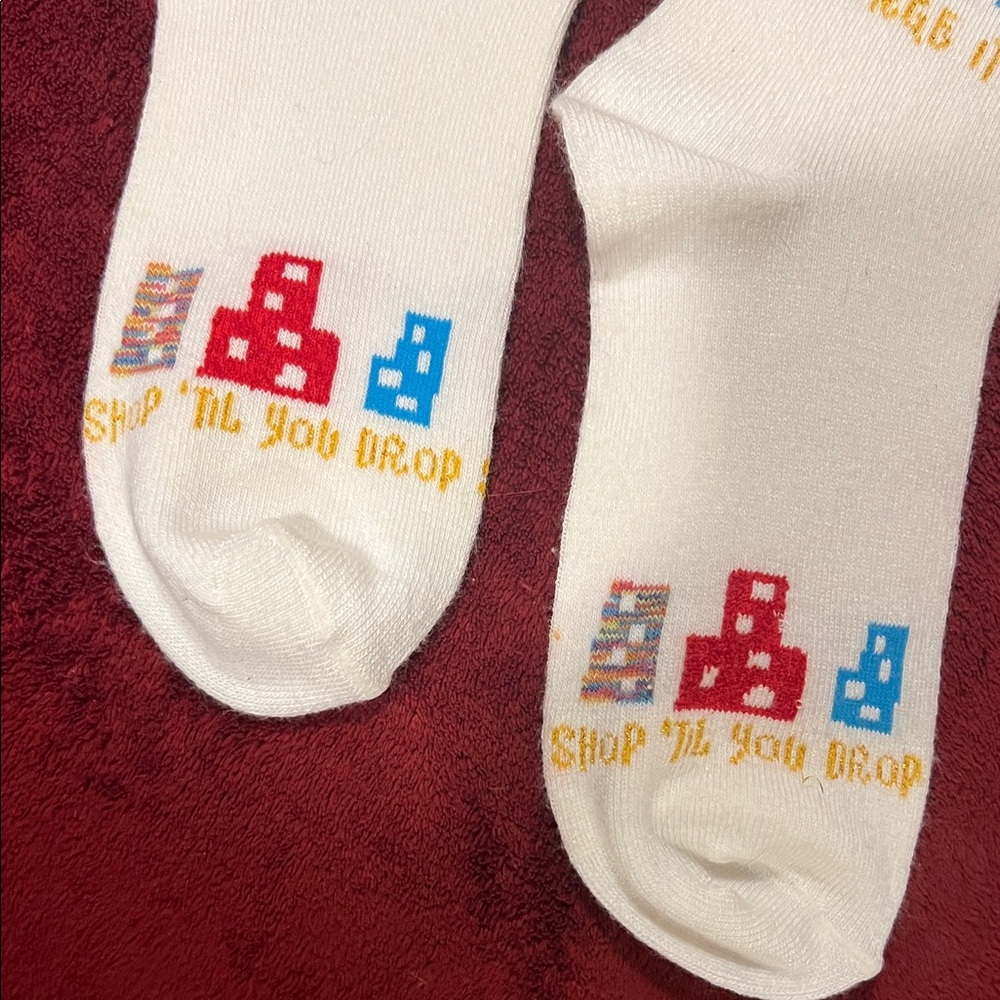 White $Charge it$ Shop Til You Drop Graphic Socks - Picture 4 of 7